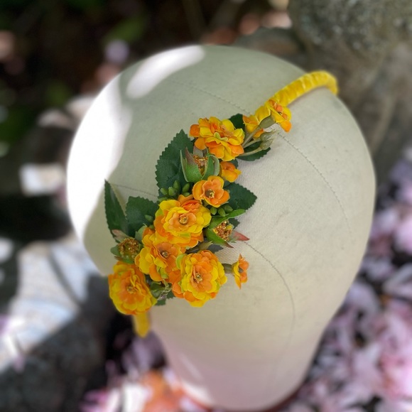 Yellow Orange Wild Rose Headband - Picture 4 of 16